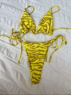Skatie Yellow Tiger-Print String Bikini